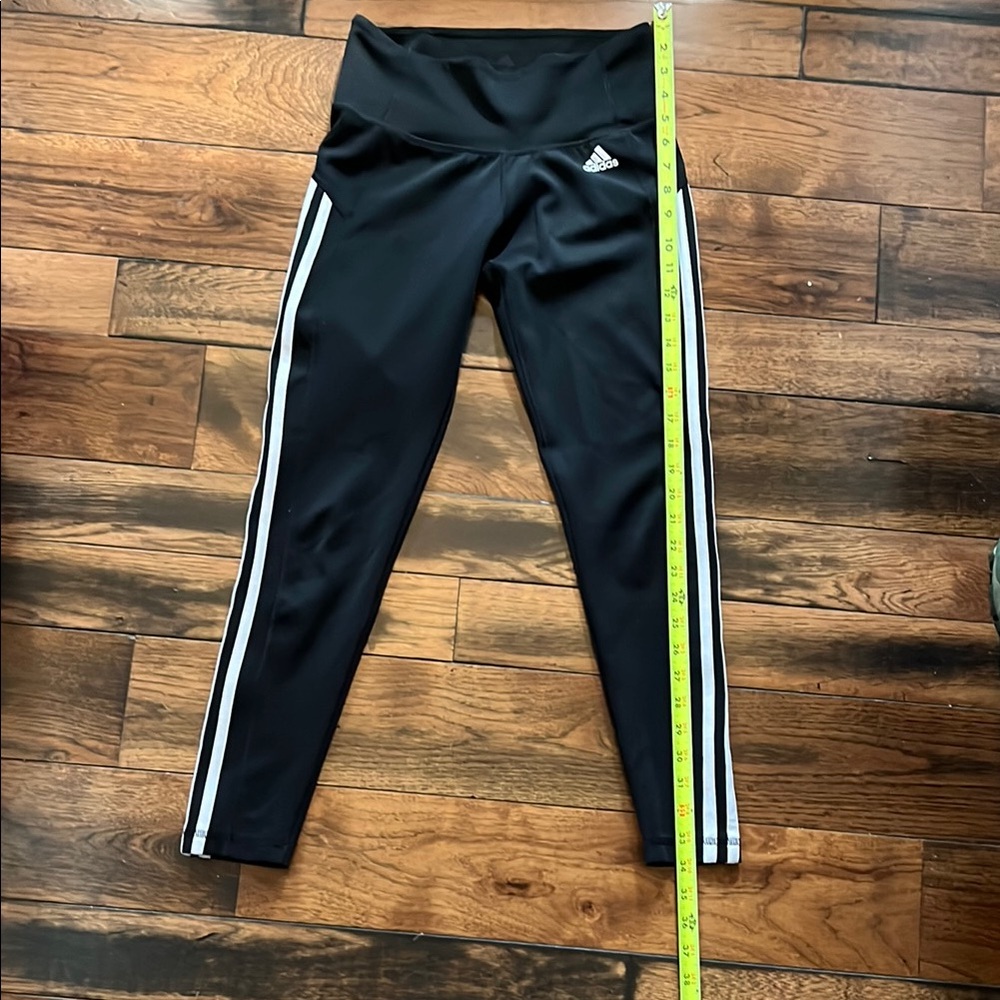 Adidas Black and White Leggings with Signature Stripes